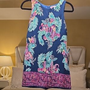 Lilly Pulitzer Blue and Pink Floral Mini Dress Size 00